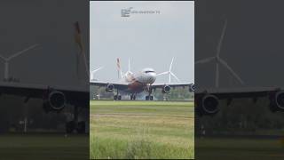1 INOP. THRUST REVERSER Suriname Airways Airbus A340-300 at Amsterdam Schiphol airport #ytshorts