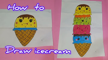 How to draw an Ice cream 🍦 tower folding surprise - Step by step