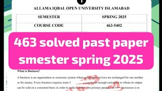 463solved  past paper! Aiou course code 463 solved past paper smester spring 2025#463pastpaper