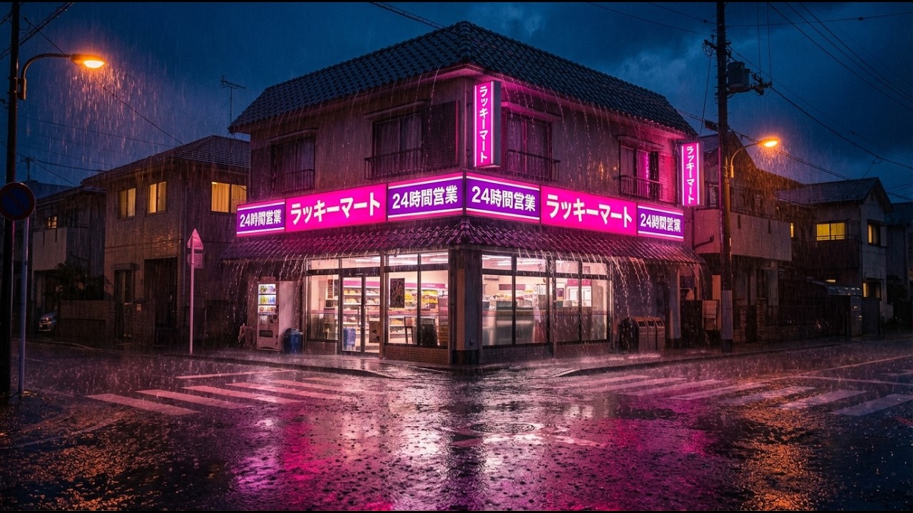 Midnight Tokyo Rain Store ☔ Calm Lofi Music for Focus & Sleep