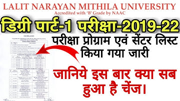 #LNMU डिग्री पार्ट-1 परीक्षा प्रोग्राम एवं सेंटर लिस्ट जारी। जानिये इस बार क्या-क्या हुआ है बदलाव