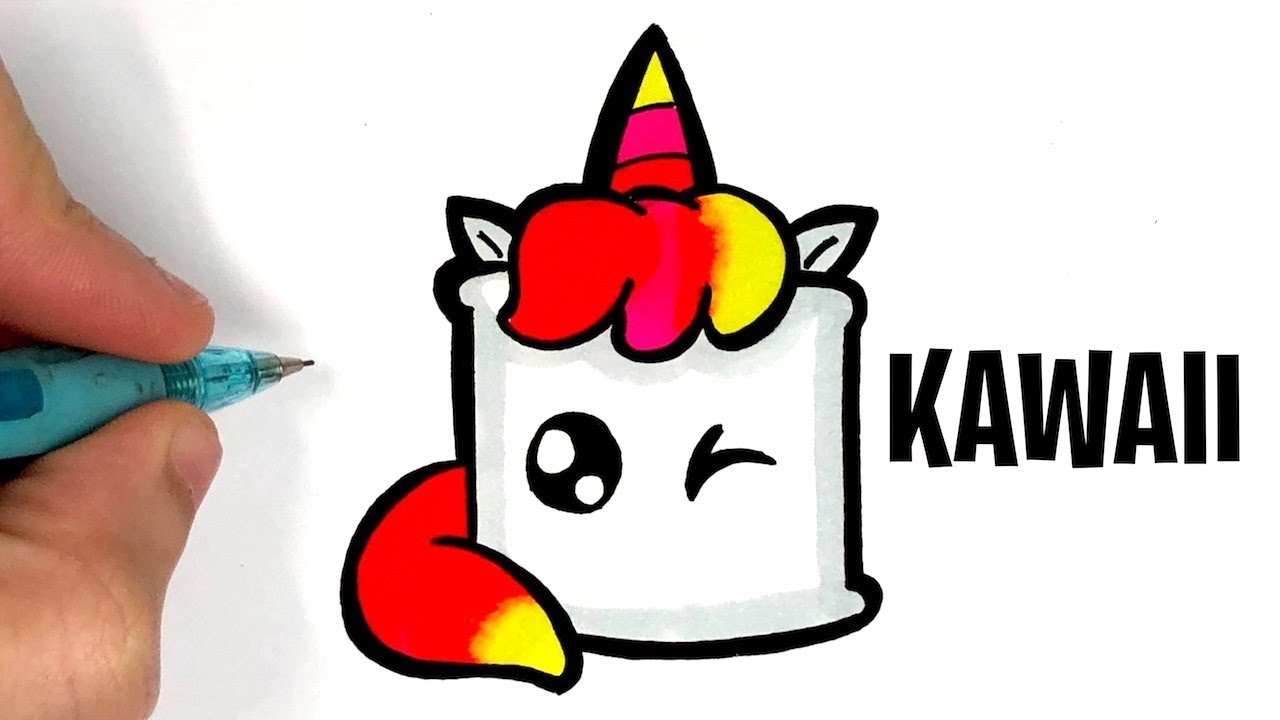 How To Draw Unicorn Cake Kawaii For Kid