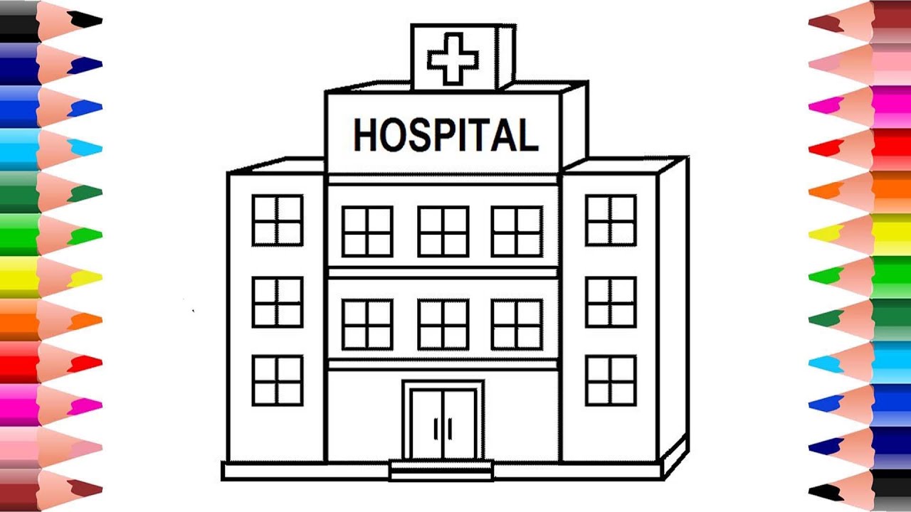 Cartoon hospital coloring page – How to draw and color hospital - hospital building  drawing - YouTube