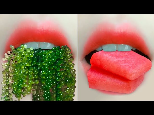 ASMR EATING SEA GRAPE, Frozen WATERMELON, GUAVA, STAR FRUIT (바다 포도, 냉동 수박, 구아바, 카람볼라 묵방) EATING SHOW class=