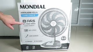 Unboxing Ventilador Mondial Turbo Force 8 40cm 8 pás NVT-40-8P 140w Lançamento - Fan 8 Blades