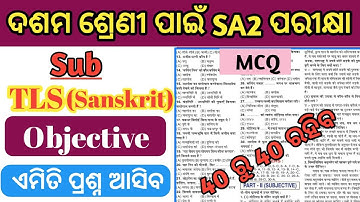 Class 10 Summative Assessment 2 II TLS (Sanskrit) SA 2 Objective questions answers discussion