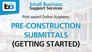 Pre-construction submittals (Getting Started)