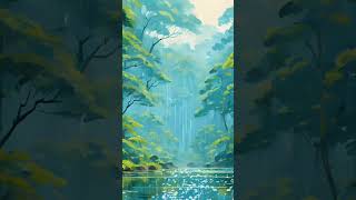 Rain Sounds with Flowing Stream &amp; Soft Piano | Deep Relax &amp; Sleep Music#shorts #meditation #relaxing
