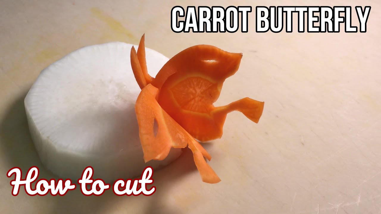 How to cut Carrot Butterfly / Carving with traditional Japanese technique by Sushi chef