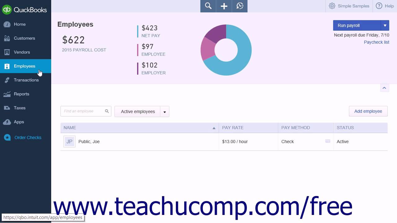 QuickBooks Online Plus 2015 Tutorial Adjusting Fringe Benefits Intuit