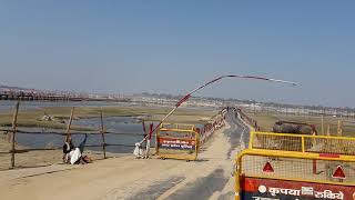 Walkover Bridge built on Mother Ganga river to reach Triveni Sangam during Kumbh Mela 2019.