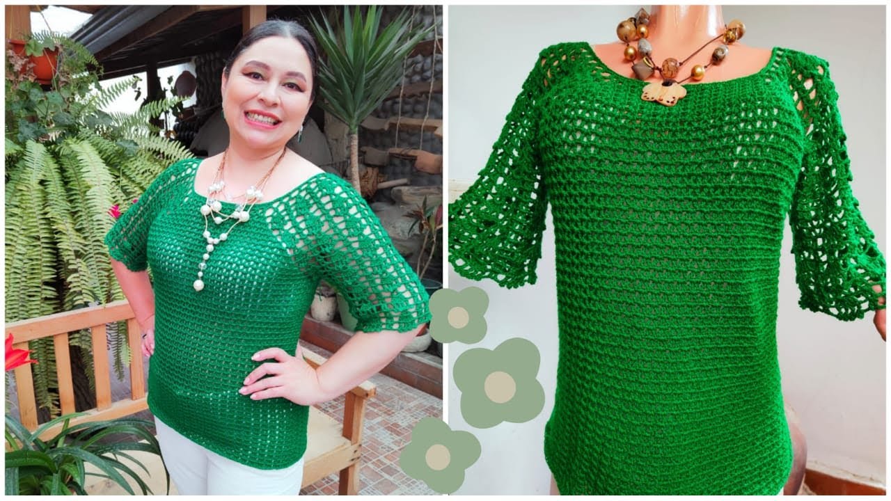Blusa a crochet TUTORIAL para TODAS las tallas