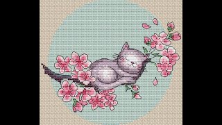 Spring Cat/ Large Cross Stitch Patterns Free PDF