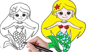 How to draw cute mermaid princess drawing easy ideas screenshot 3