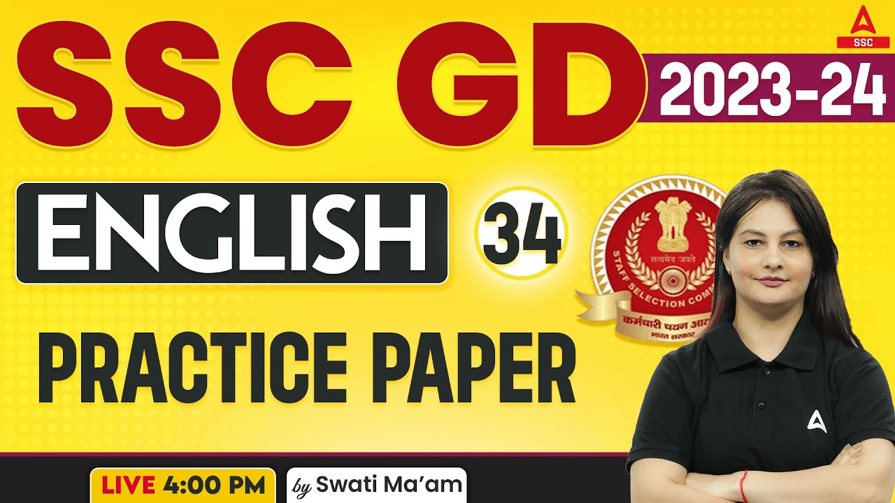 SSC GD 2023-24 | SSC GD English Class by Swati Mam | Practice Paper 34