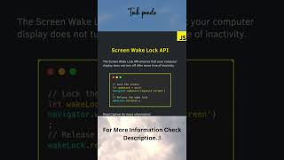 Screen Wake Lock API | Source Code and Detailed Description | #trending #shorts #shortsfeed #api
