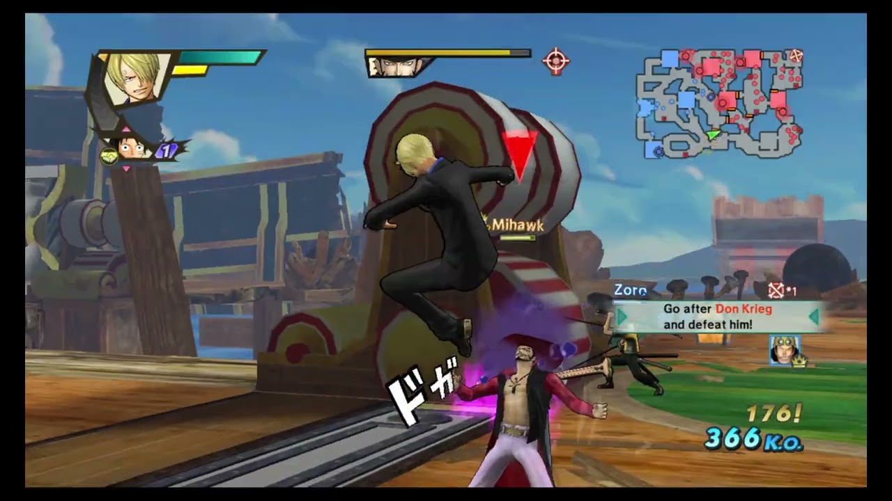 One Piece: Pirate Warriors 3_Sanji nhập băng, Zoro đối đầu Mắt diều hâu Mihawk Dracule #4