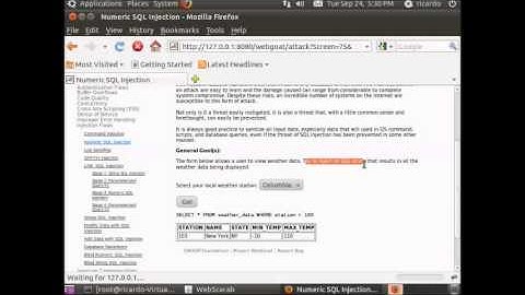 Numeric SQL Injection - WebGoat Unisinos