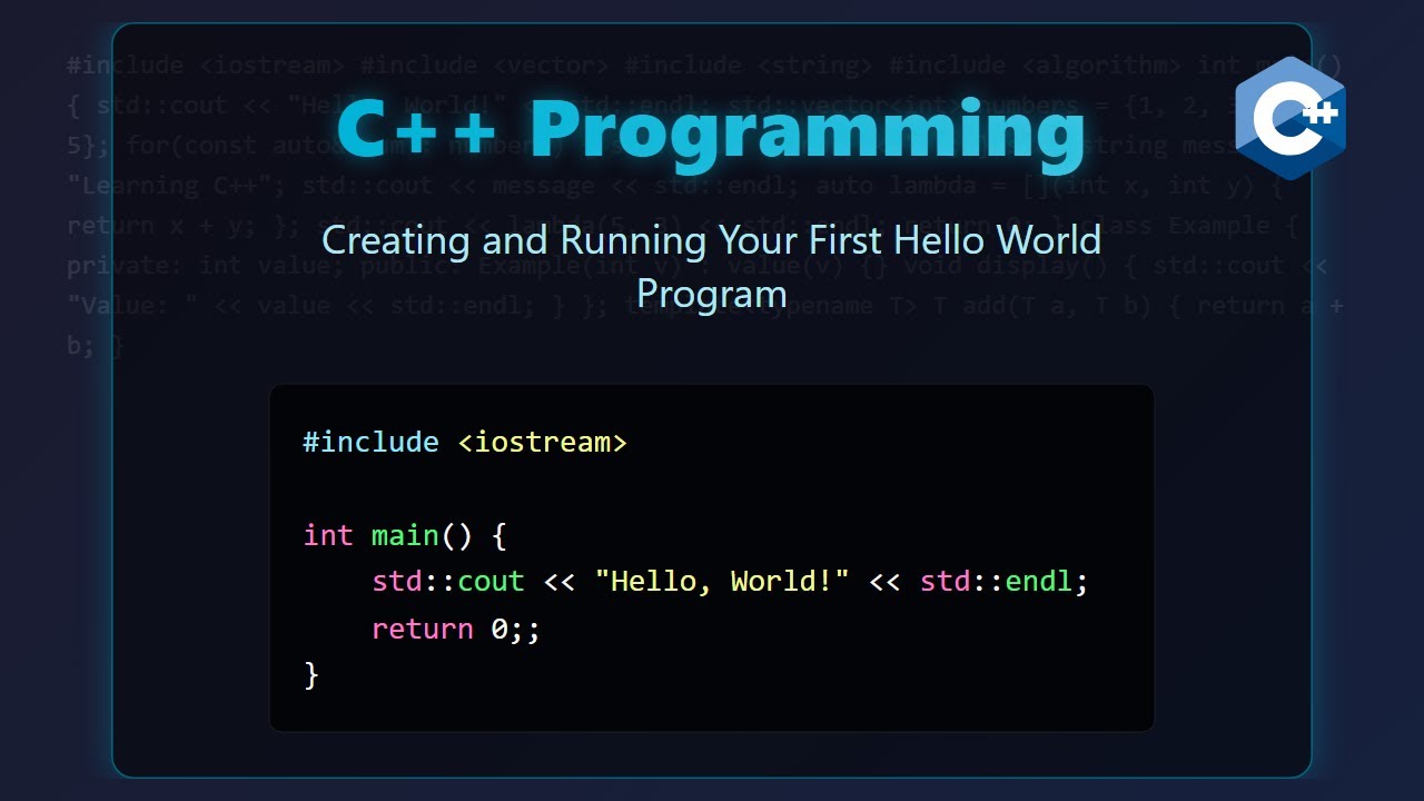 C++ Programming for Beginners: Your First Hello World Program! - YouTube