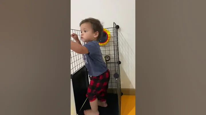Toddler has his own privacy door for his urinal.