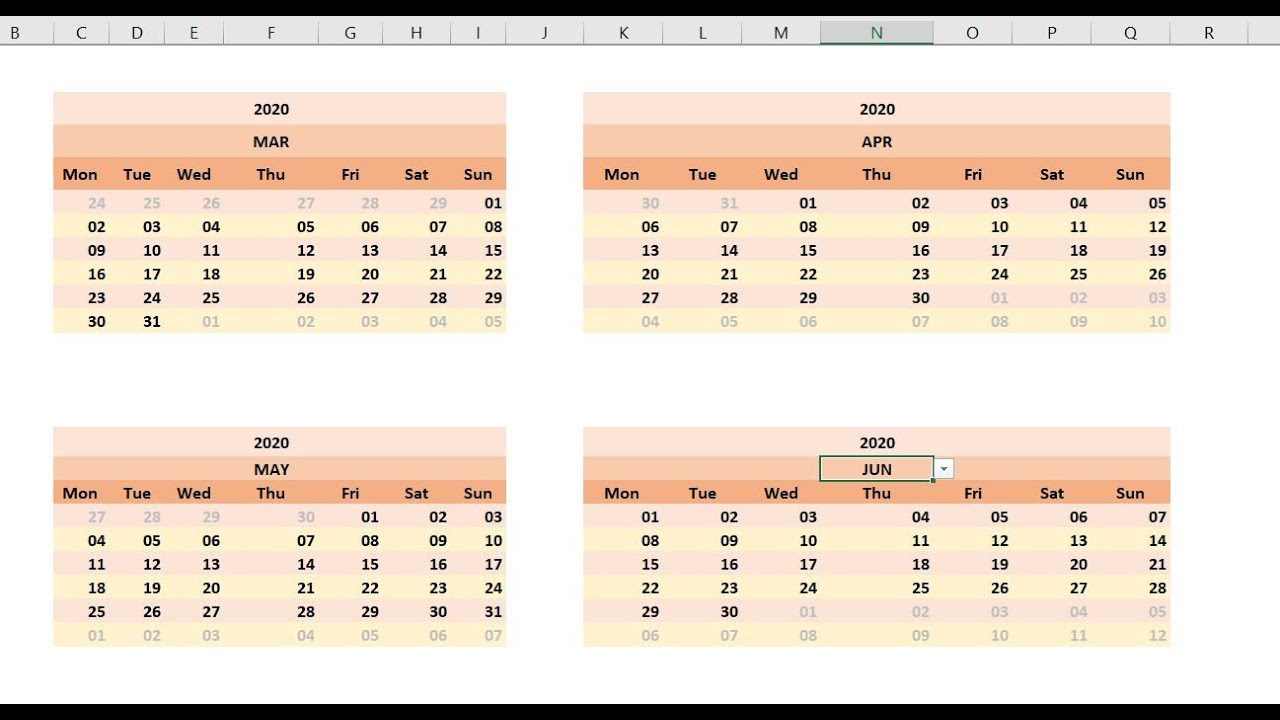 Dynamic Calendar In Excel automatically Update YouTube