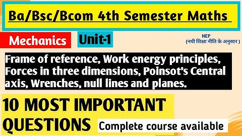 Bsc 4th Semester Maths Important Questions | Mechanics | Unit1 #bsc4thsemester #yourbscguide