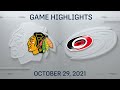 NHL Highlights | Blackhawks vs. Hurricanes - Oct. 29, 2021