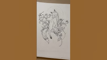 Inking done #shortsvideo #sketchbook #drawing #inking #shorts #drawings #foxes #art #illustration