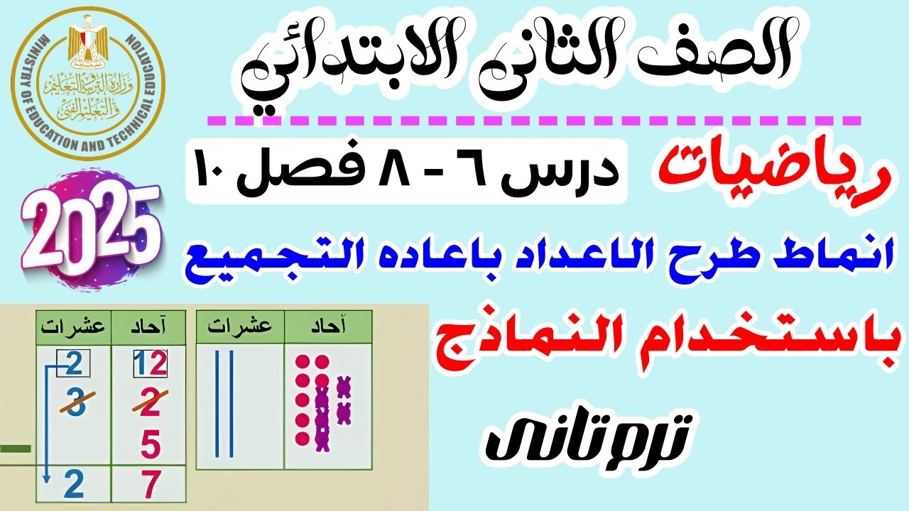 انماط طرح الاعداد باعاده التجميع وطرح الاعداد باستخدام النماذج | رياضيات الصف الثاني الابتدائي 2025