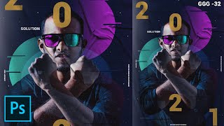 Glitch Gradient and Glued Paper Poster - Tutorial Photoshop CC 2020