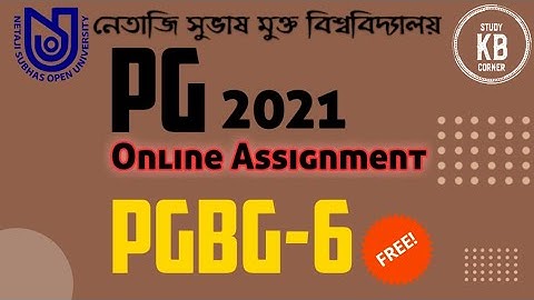 NSOU PG Assignment PGBG-6 || Live || NSOU PGBG6 MCQ Question/Answer