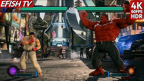 Ryu & Spencer vs Red Hulk & Hawkeye (Hardest AI) - Marvel vs Capcom: Infinite