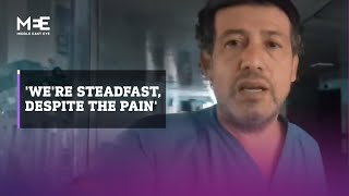 Archival footage shows dr Adnan al-Bursh's emotional testimony from al-Shifa Hospital