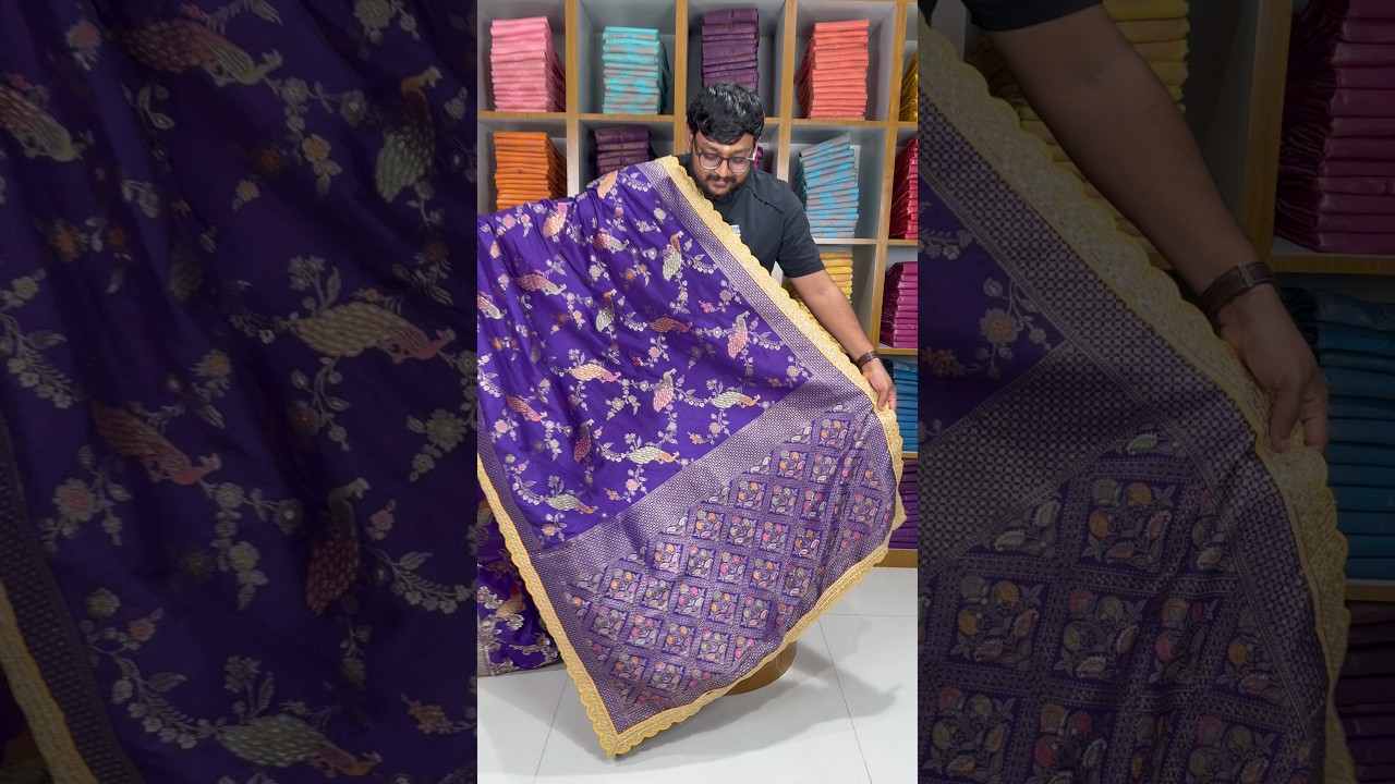 Heavy Dola Silk Weaving & Embroidery Border Saree (Unstiched Blouse)