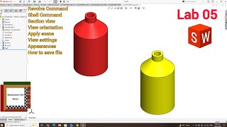 SolidWorks Lab 05 | Revolve &amp; Shell Command | Tutorial for Beginners