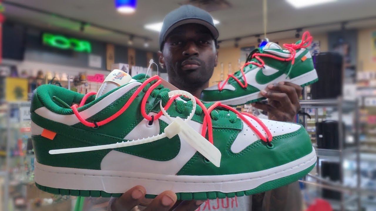 OFF-WHITE x NIKE DUNK LOW PINE GREEN REVIEW!!! - YouTube