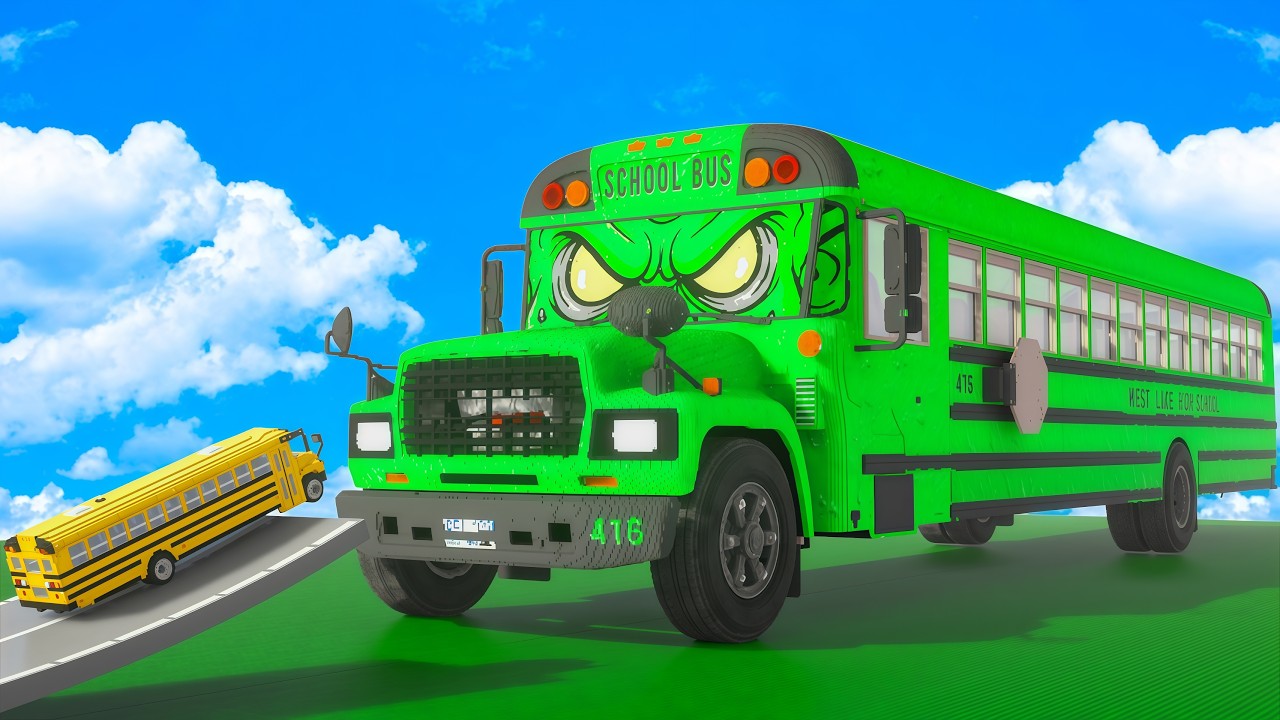 Giant BUS SCHOOL McQueen VS Cars in Teardown - YouTube