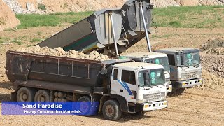 Dump Truck And Dozer Working | Hyundai Dump Trucks Dumping Soil And SHANTUI Dozers Pushing Soil