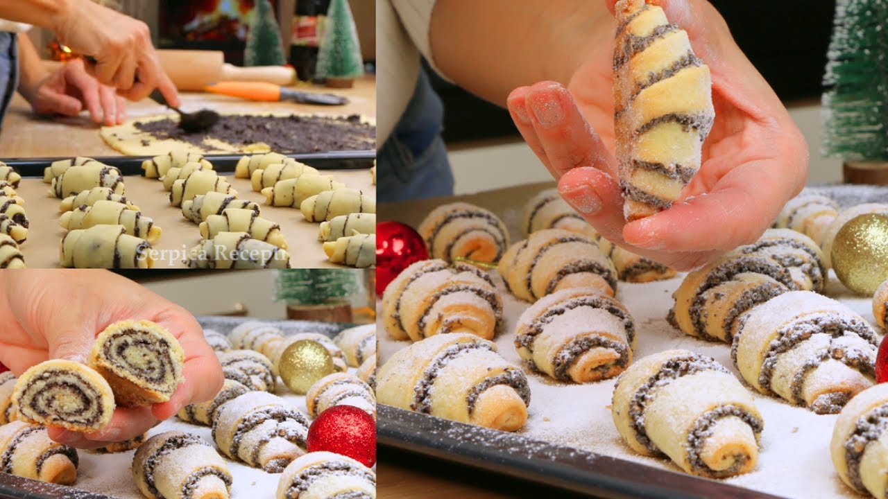 NE MOŽE bez ovih kolača + bonus #recept  za 3 #kolača za 30 minuta. MAK KIFLICE NAJBOLJI RECEPT!