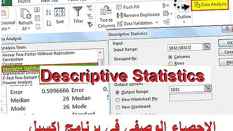 الاحصاء الوصفي في برنامج اكسيل Descriptive Statistics In Excel