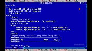 [ARRAY] - Menginput Data Karyawan Menggunakan TURBO PASCAL