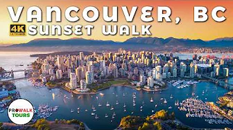 Vancouver, BC Evening Walk Along Sunset Beach - 4K 60fps with Captions
