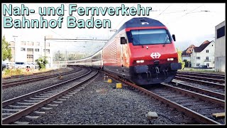 Nah- und Fernverkehr beim Bahnhof Baden, Kanton Aargau, Schweiz 2021