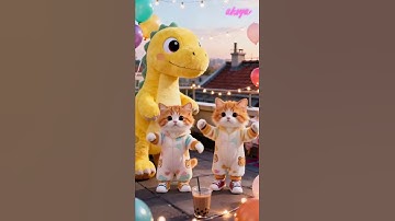 ~ningnang e meong dan boneka dino #imut #cat #kucing #kucinglucu #kucinganggoralucudanimut