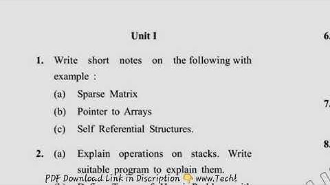 MCA 2nd Sem Data Structure Using C Question Paper
