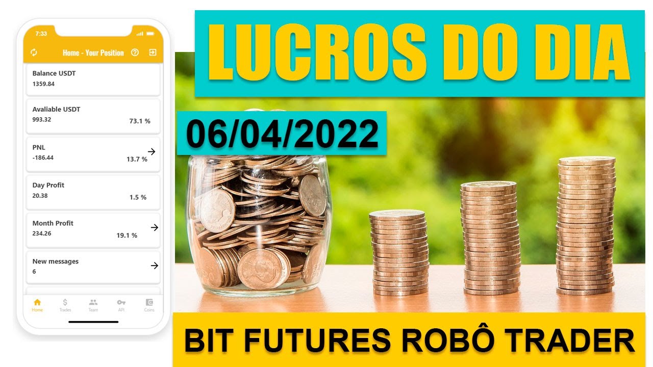 LUCROS DO DIA 06/04 [ 5% ] BIT FUTURES ROBO TRADER LUCRATIVO PELA CORRETORA BINANCE