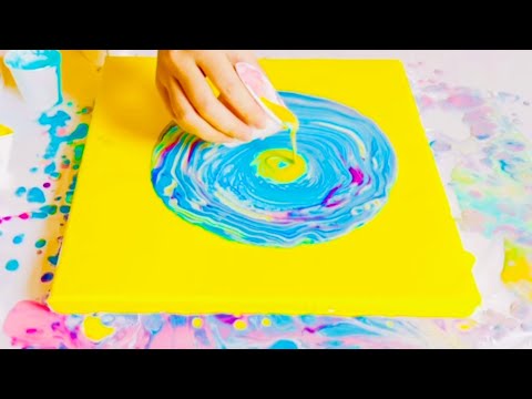 Fluid Art Acrylic Pouring Technique | Lively Blossoms with Tree Ring ...