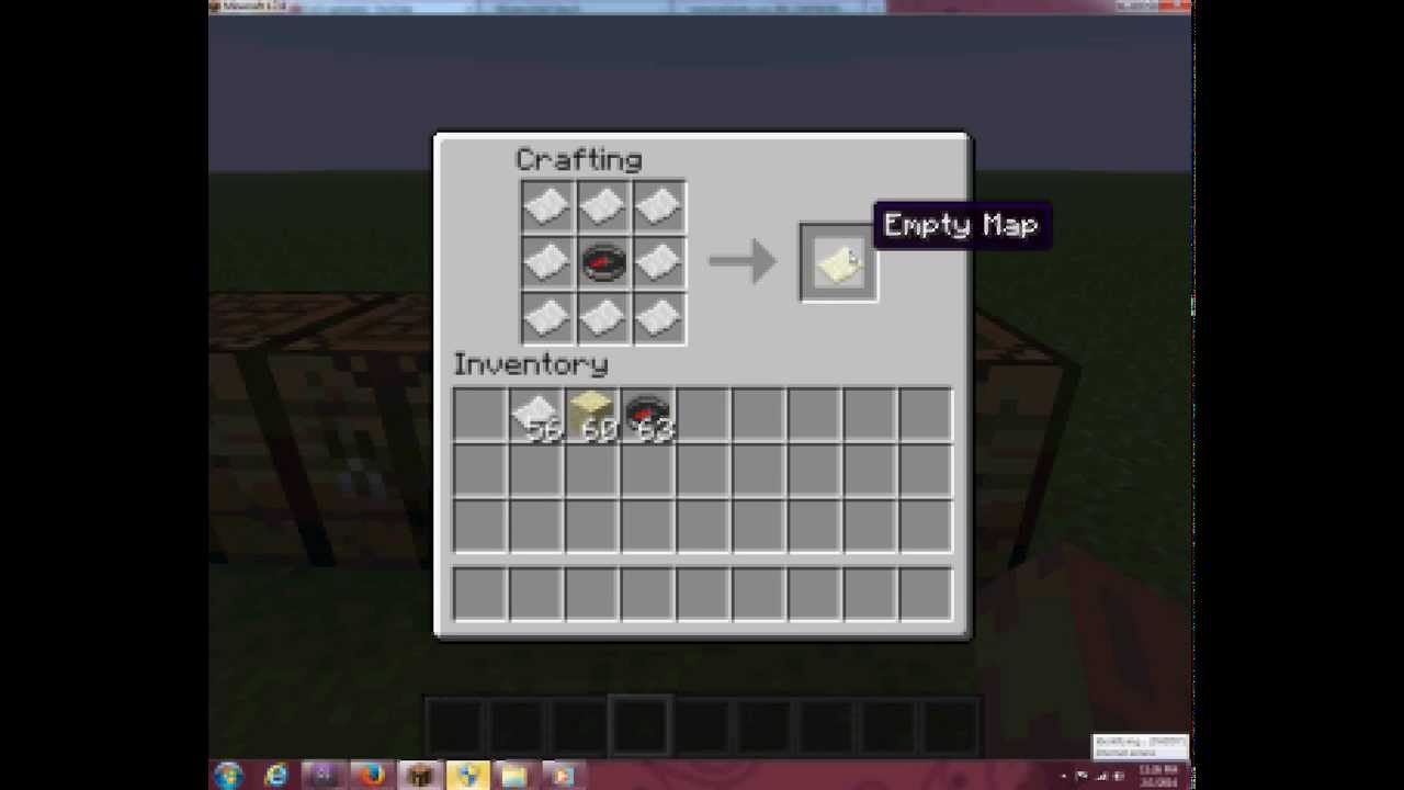 How to craft a map in minecraft 1.7.4 YouTube