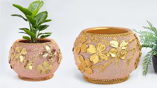 Easy cement pottery making || Cement flower vase - Tree planter Making