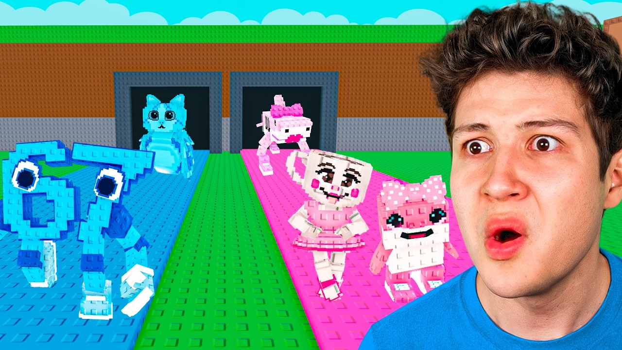 CHICOS vs CHICAS en DOS FILAS con SUERTE MÁXIMA! 🔵🩷 (Steal a Brainrot)